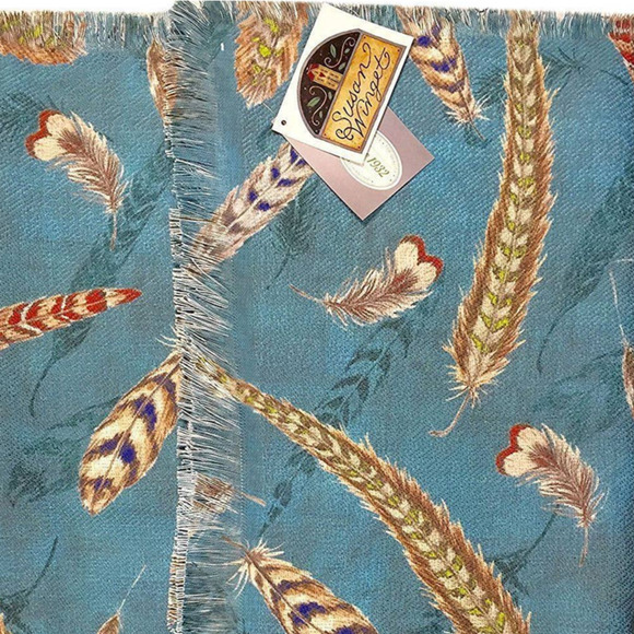 Pheasant FeatherS Decorative Throw Blanket Susan Winget 50x60" NEW Made in USA - Picture 3 of 4